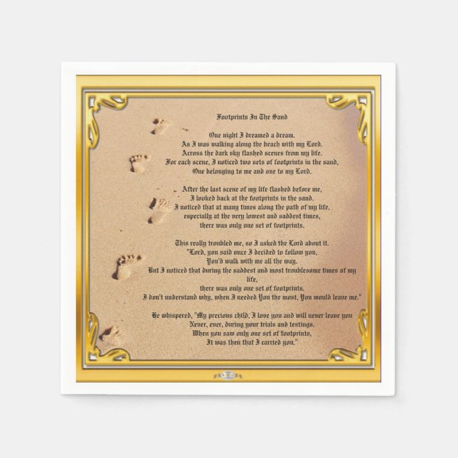 Serviette En Papier Empreintes Papier Napkin Dans Le Sable (Devant)