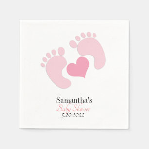 Serviette En Papier Empreintes roses personnalisées Baby shower de coe