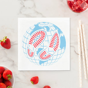 Serviette En Papier Empreintes Sur Un Globe
