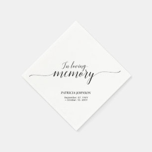 Serviette En Papier En Souvenir   Écriture Élégante pour Funérailles M