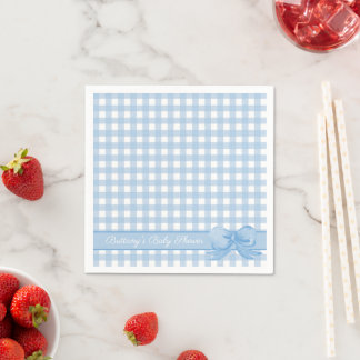 Serviette En Papier En vichy bleu avec serviettes en Baby shower Bow