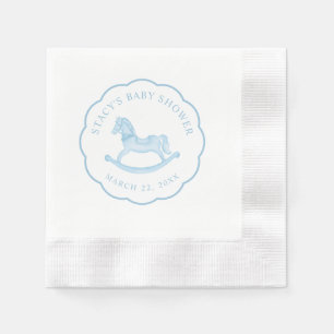 Serviette En Papier En vichy bleu Rocse Horse Baby shower garçon