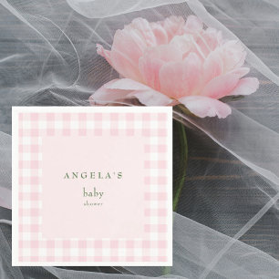 Serviette En Papier En vichy rose bébé fille douche