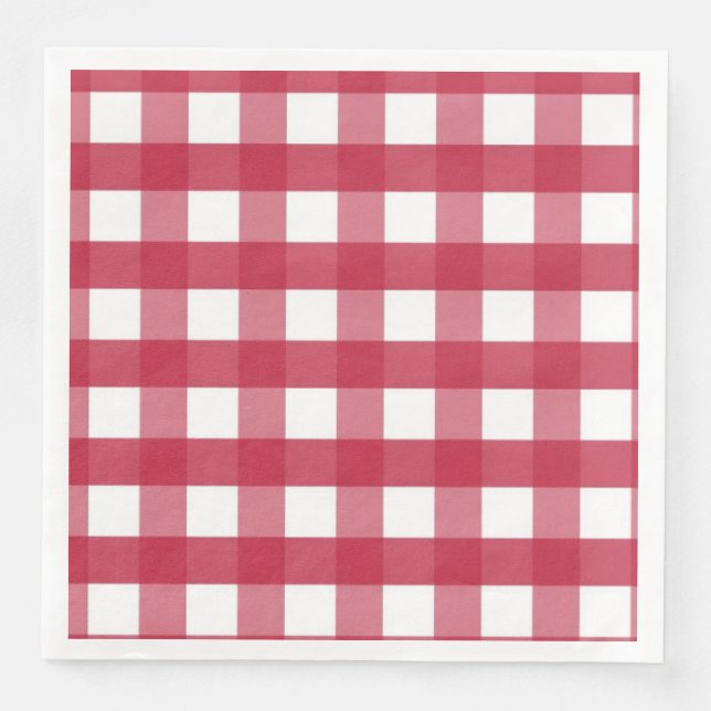 Serviette En Papier En vichy rouge et blanc (Devant)