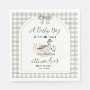 Serviette En Papier en vichy Sage Green Mallard Duck Baby shower