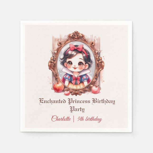 Serviette En Papier Enchanted Princess Birthday Invitation Snow White (Devant)