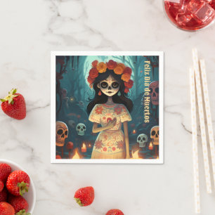 Serviette En Papier 🌹 Enchanter Catrina Die de Muertos 🌹