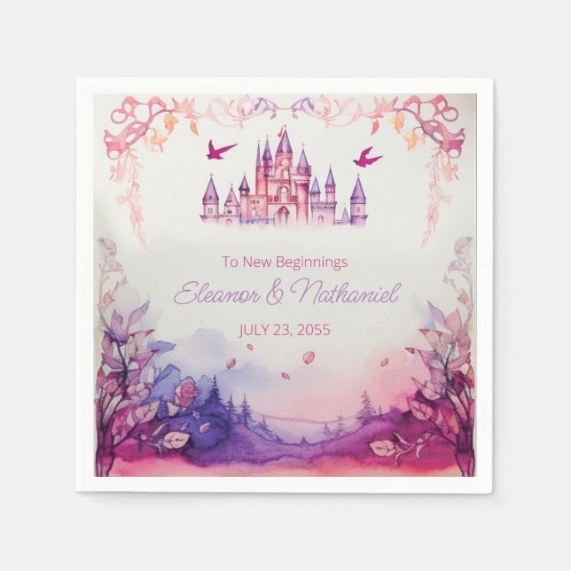 Serviette En Papier Enchanter Lavender Renaissance Castle Mariage (Devant)