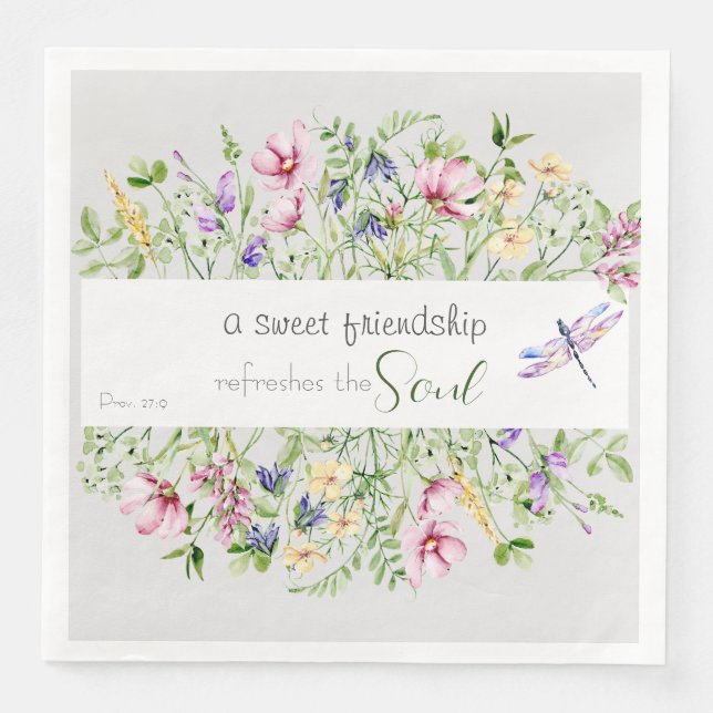 Serviette En Papier Encouragement Bible Verse Aquarelle Botanique (Devant)