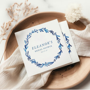 Serviette En Papier Encre Bleue Indigo Personnalisée Fête de Mariage B
