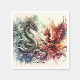 Serviette En Papier Encre Imaginaire Dragon Phénix