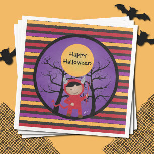 Serviette En Papier Enfant en costume diable Halloween Papier serviett