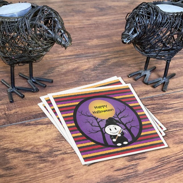 Serviette En Papier Enfant en costume Grim Halloween Papier serviettes (Cute Halloween paper napkins)