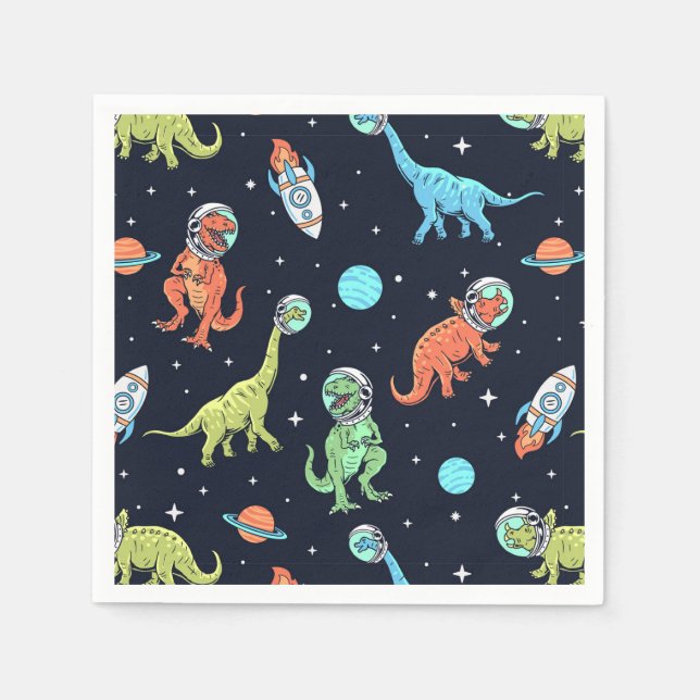 Serviette En Papier Enfants Dinosaur Astronaut Motif (Devant)