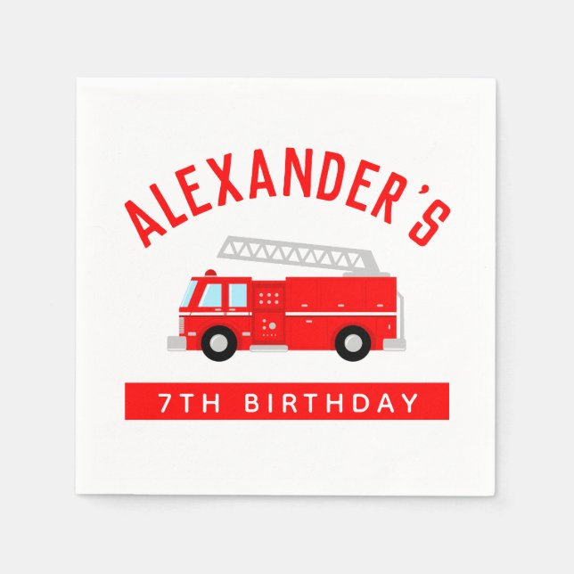 Serviette En Papier Enfants Fire Truck fête d'anniversaire (Devant)