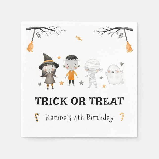 Serviette En Papier Enfants Halloween Halloween Anniversaire Tricot ou (Devant)