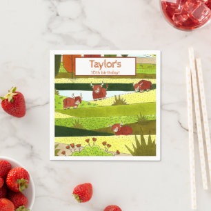 Serviette En Papier Enfants Highland Cows Fall Farm Anniversaire Fête