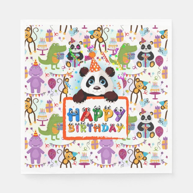 Serviette En Papier Enfants Joyeux anniversaire (Devant)