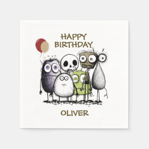 Serviette En Papier Enfants Monster Anniversaire