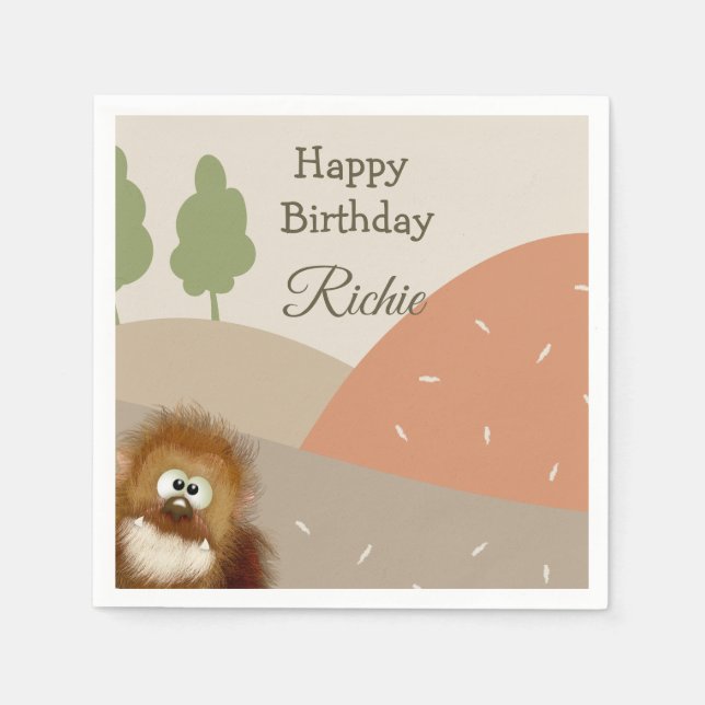 Serviette En Papier Enfants Nature Big Foot / Sasquatatard Anniversair (Devant)