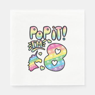 Serviette En Papier Enfants Pop It 8e Anniversaire Filles Garçons 8 An
