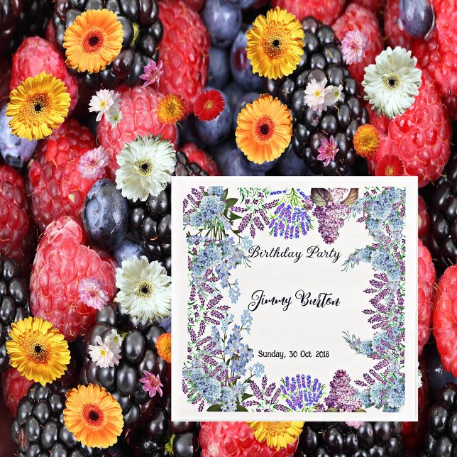 Serviette En Papier Enfants Soft Pastel Blue Lilac Hydrangea Bud Anniv (Kids Soft Pastel Blue Lilac Hydrangea Bud Birthday Paper Dinner Napkins)