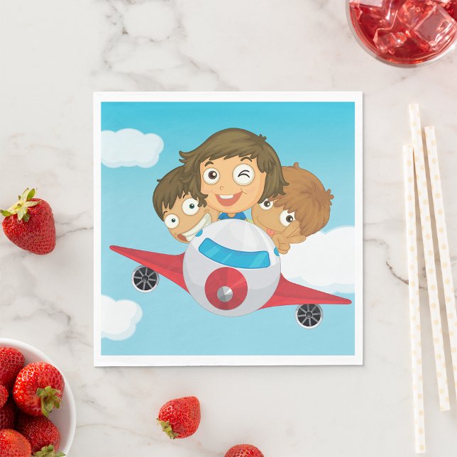 Serviette En Papier Enfants Sur Un Avion (Créateur téléchargé)