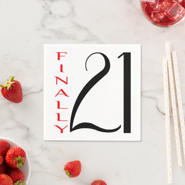 Serviette En Papier Enfin Vingt et un ans 21e anniversaire (En situation)