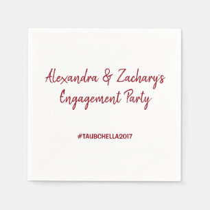 Serviette En Papier Engagement Party Napkins avec Hashtag Deep Red