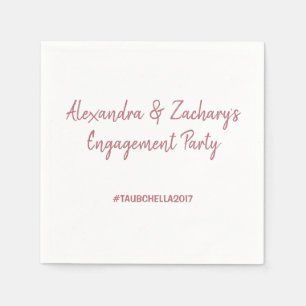 Serviette En Papier Engagement Party Napkins w Hashtag Rose Gold White