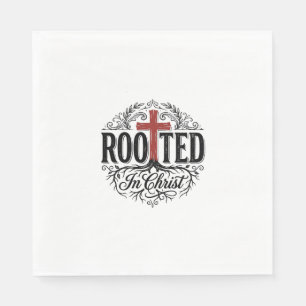 Serviette En Papier Enraciné dans le design de croix chrétienne vintag