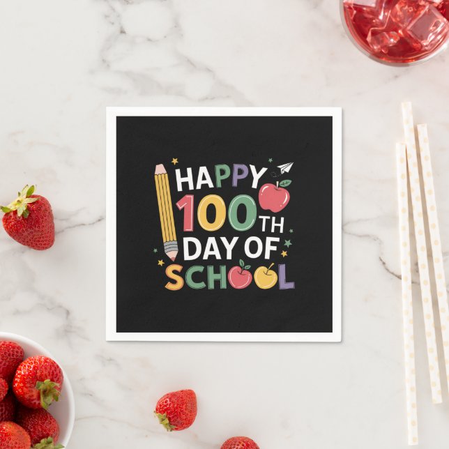 Serviette En Papier Enseignants du 100e jour d'école Joyeux 100 jours (En situation)