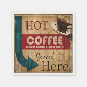 Serviette En Papier Enseigne de café à néon vintage