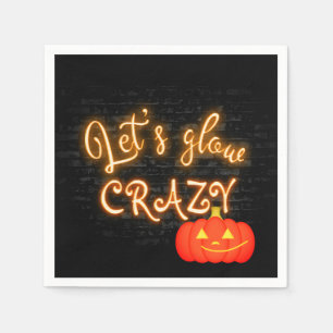 Serviette En Papier Enseigne néon de citrouille d'Halloween sur mur de