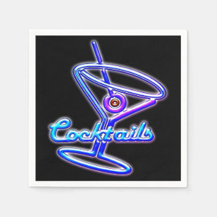 Serviette En Papier Enseigne néon rétro cocktail Martini bar vintage