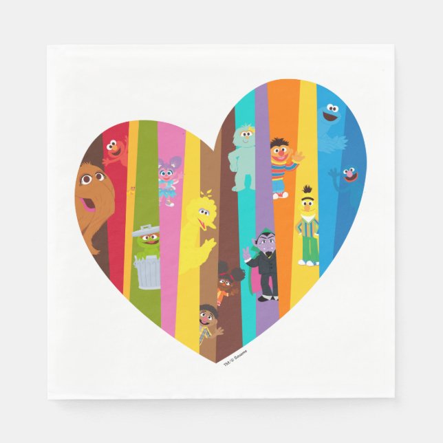 Serviette En Papier Ensemble Coeur (Devant)