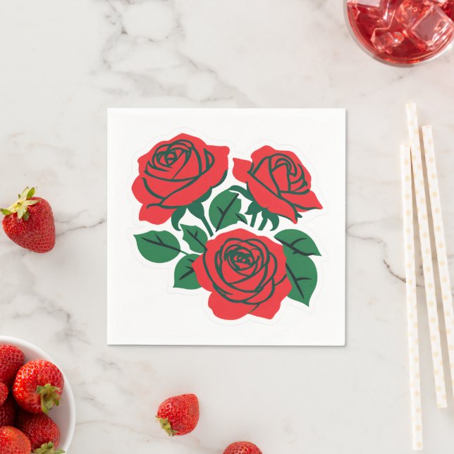 Serviette En Papier Ensemble de Roses rouges Mariage officiel (En situation)