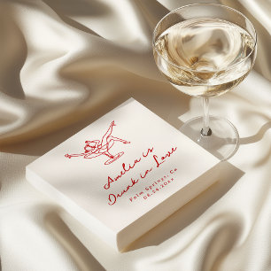 Serviette En Papier Enterrement de Vie de Jeune Fille Rouge Dessiné à