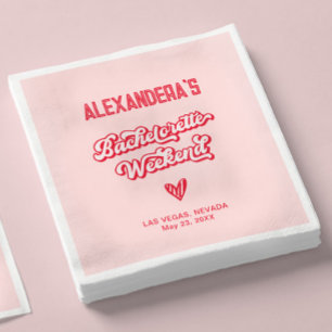 Serviette En Papier Enterrement de vie de jeune fille rouge et rose