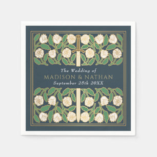 Serviette En Papier Épée florale médiévale royale grise dorée de maria