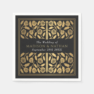 Serviette En Papier Épée Royale Médiévale Dorée de Mariage Noire