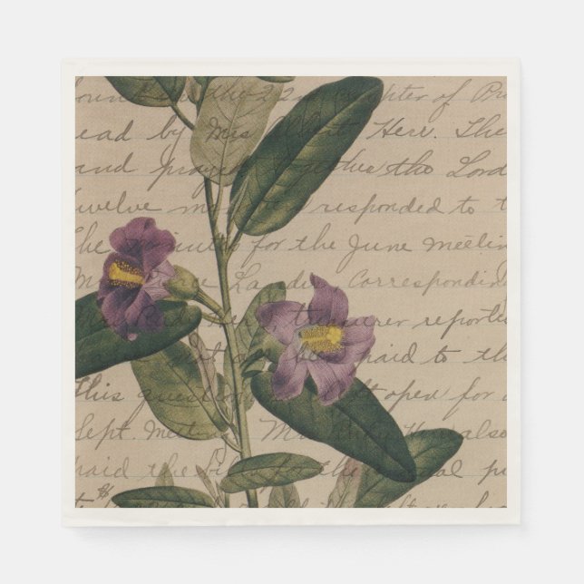 Serviette En Papier Ephémère à fleurs violettes (Devant)