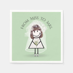 Serviette En Papier Épouse fille en Basket avec Daisy Bouquet