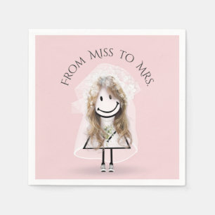 Serviette En Papier Épouse fille en Basket avec Daisy Bouquet