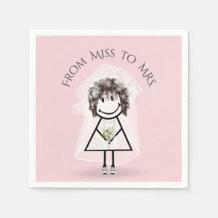 Serviette En Papier Épouse fille en Basket avec Daisy Bouquet