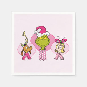 Serviette En Papier Équipage du Grinch en portrait rose de la Saint-Va
