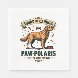 Serviette En Papier Équipe de canidés Graphique vintage avec pun chien