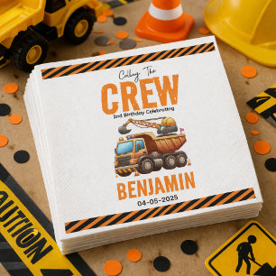 Serviette En Papier Équipe de construction Camion à benne Basculant Ga