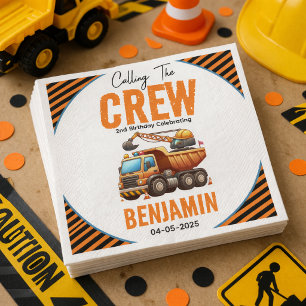Serviette En Papier Équipe de construction Camion à benne Basculant Ga
