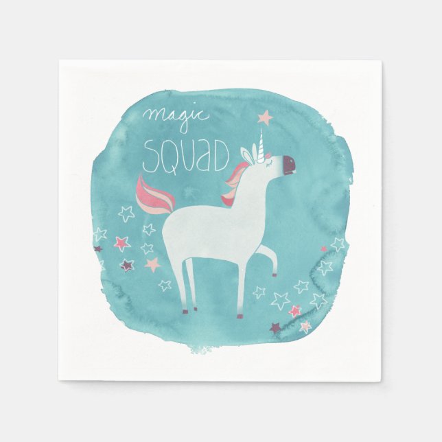 Serviette En Papier Équipe de licorne magique (Devant)